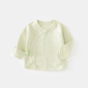 New Baby Clothes Cotton Seamless Half-Back Warm Casual Solid Side Lace-up Baby Top