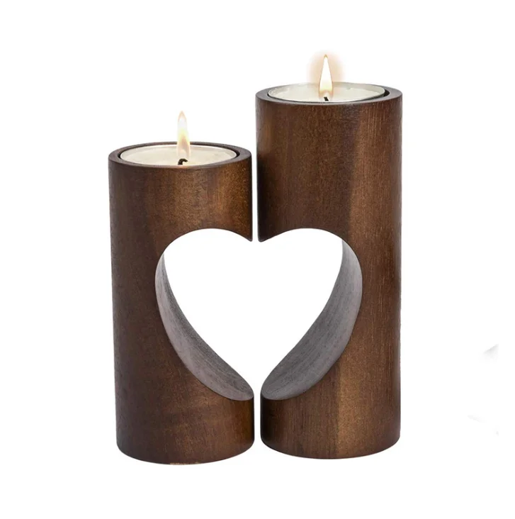 Античные декоративные деревянные искусные Tealight милое сердце праздничное свадебный подсвечник для ужин украшение для стола
