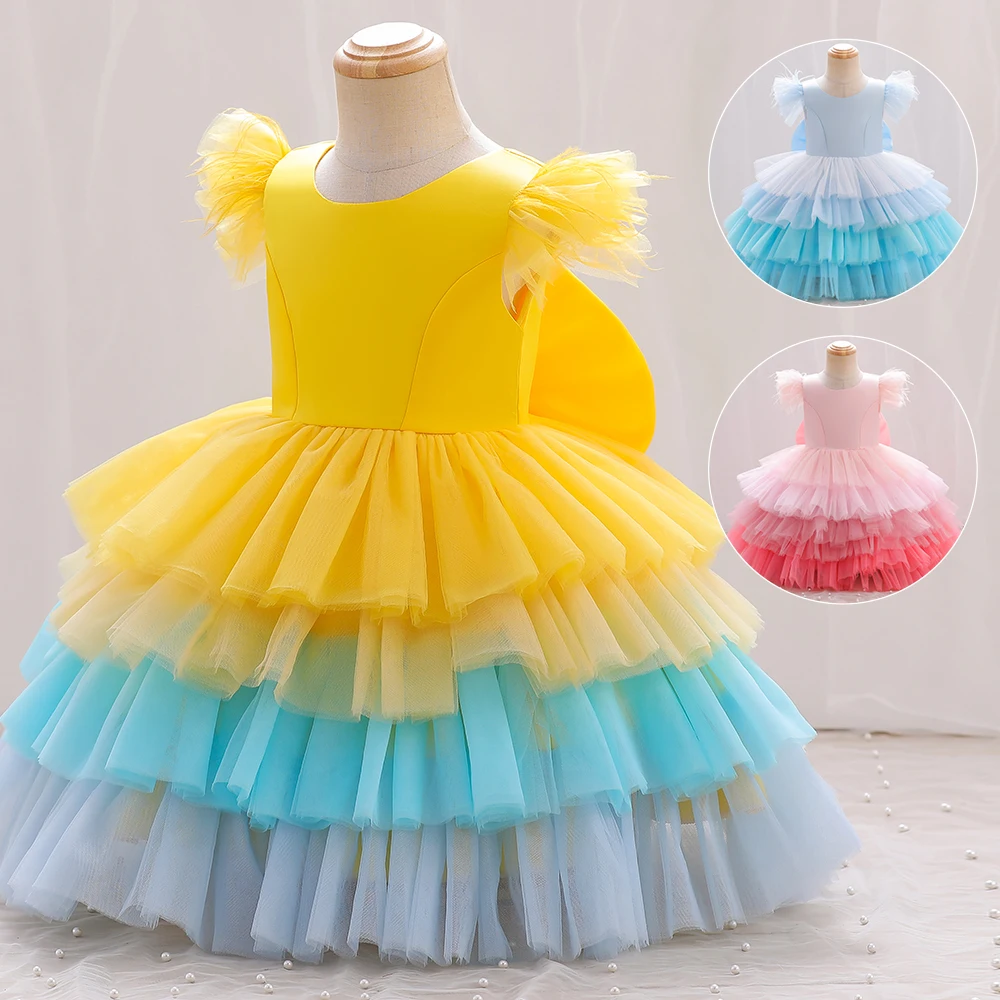 Puffy Baby Girl Dress Lace Tulle Princess Dresses Party Gown Cute Kid