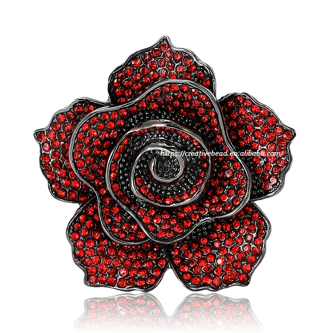 Hot Sale Popular Design Red Rose Brooch Pin for High Quality  Rhinestone Designer Charms Factory Wholesale Fashion Jewelry