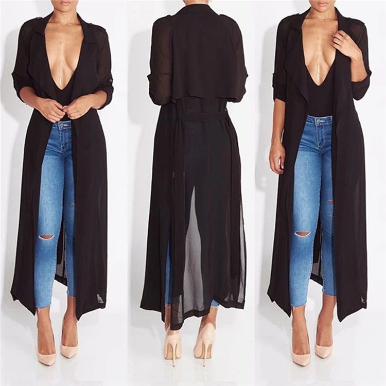 black chiffon duster jacket