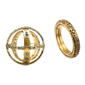 Wholesale Custom Vintage Astronomical Ball Rings for Women Men Creative Complex Rotating Cosmic Finger Ring