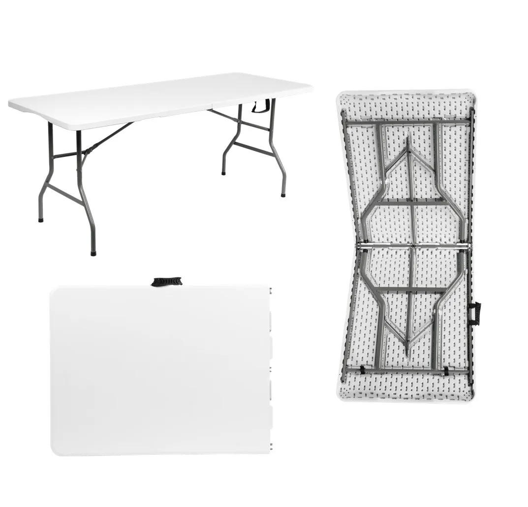 Factory Direct HDPE Plastic Outdoor Folding Table Sturdy & Durable Portable Design for Dining Modern Outdoor Furniture