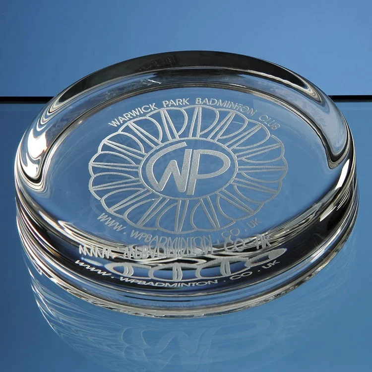 Honor of Crystal Logo Engraved Round Glass Paperweight Engrave Office Desktop Decoration Souvenir Blank Crystal Paperweight