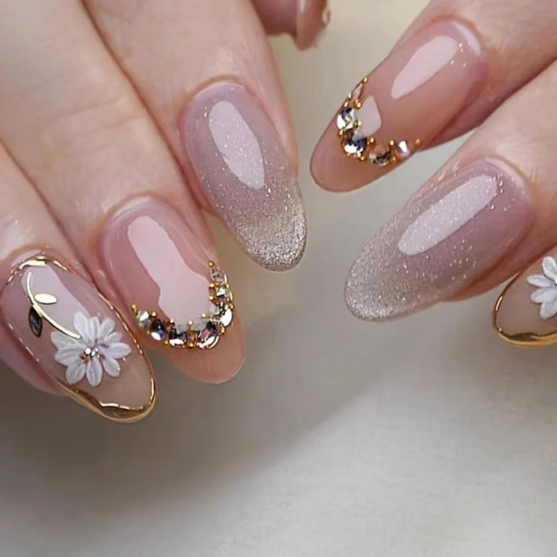 Gradient French Manicure Tips Gorgeous Classy Natural Faded Nails Designed Long Plain Press on Nails