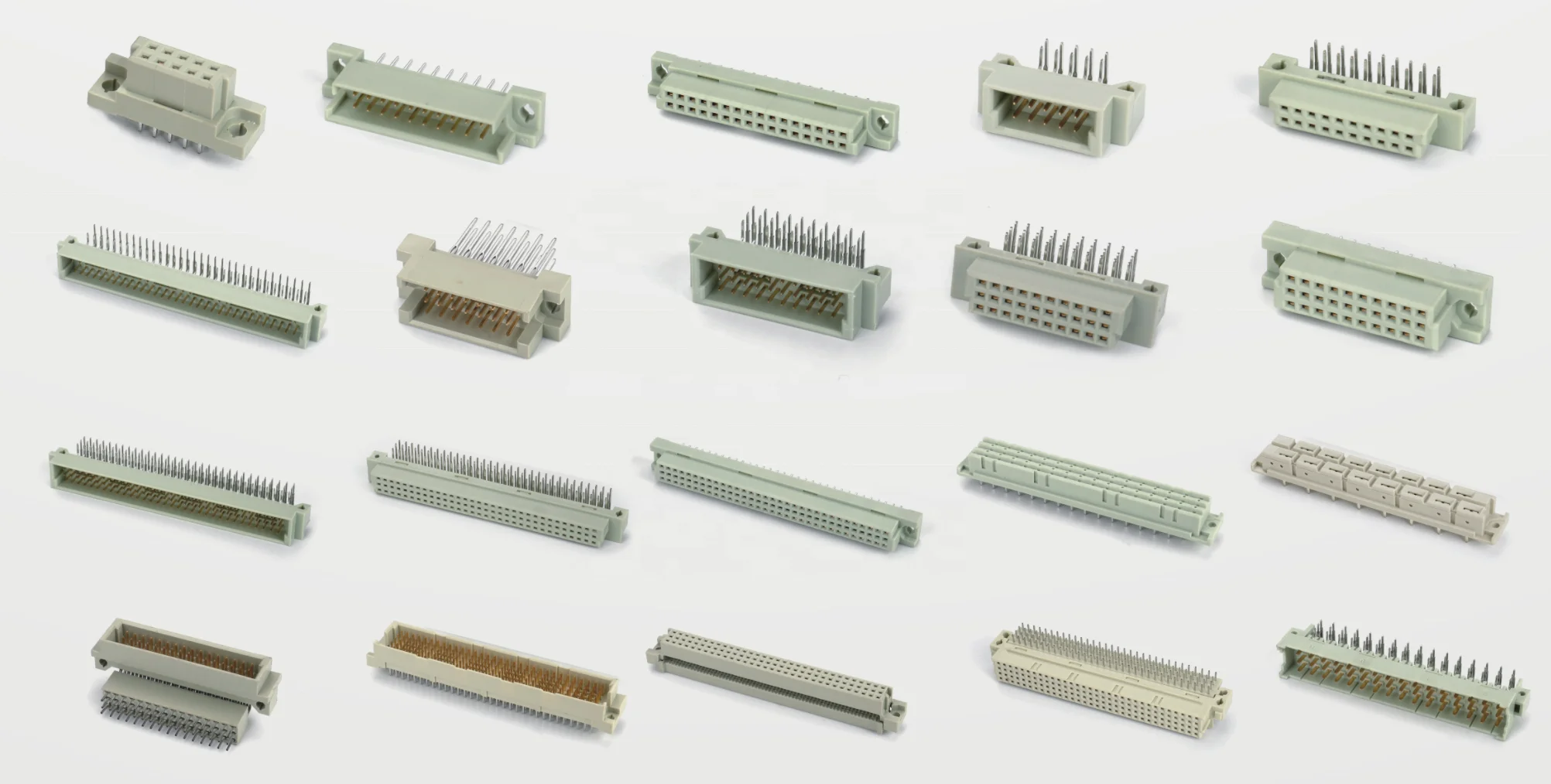2-Row Vertical PCB DIN 41612 Connector 32Pin Right Angle Female Pins Nylon Housing DC Board to Board Connector