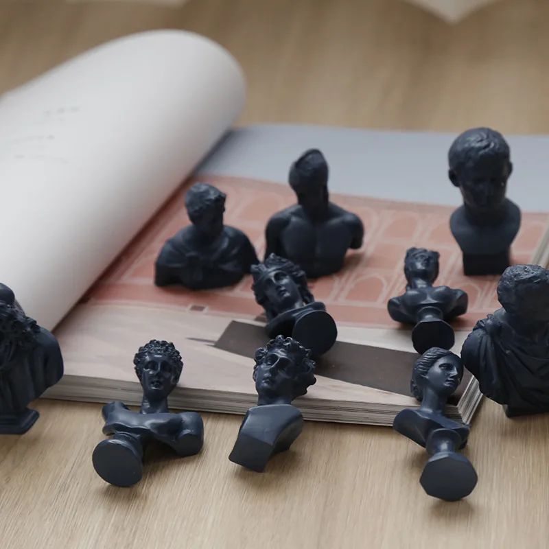 Posing Photo Props Nordic Morandi Color Mini Plaster Sketch Head Resin Figure Statue