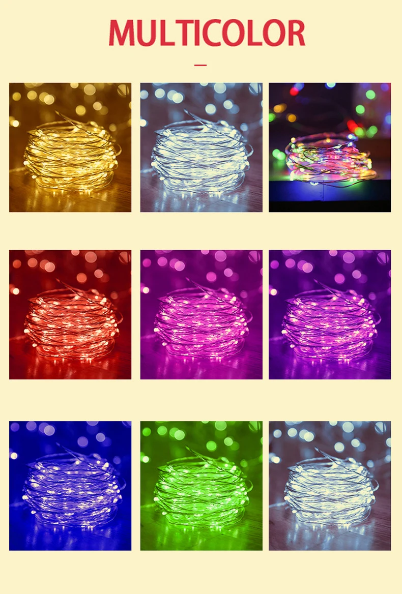 Color Usb Battery Lamp String Holiday Decoration Indoor Waterproof Color Lamp Led Copper Wire Lamp String