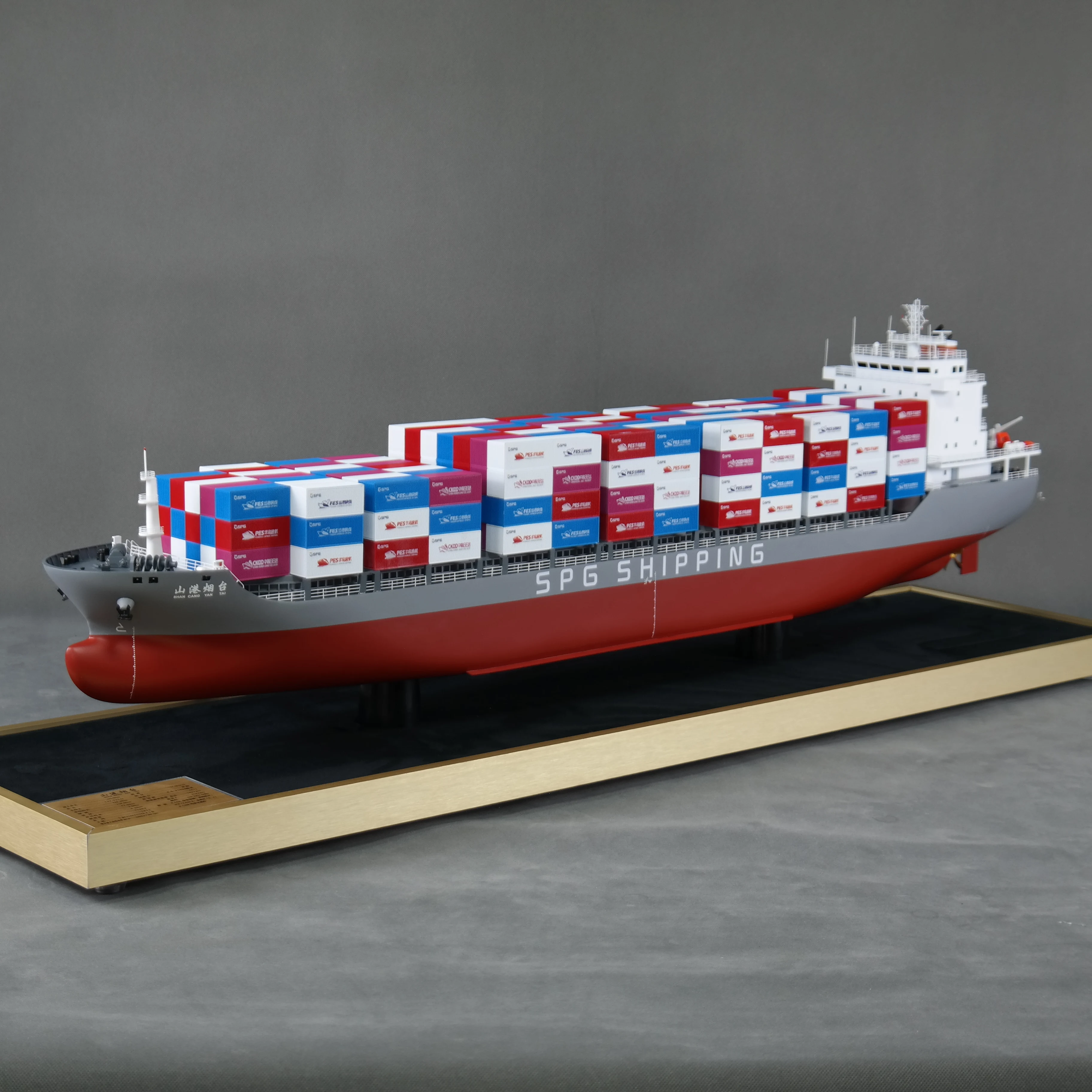 【A】O.A.S Customized 100cm Simulation Container Ship Model Factory Logistics Present Workmanship for Christmas