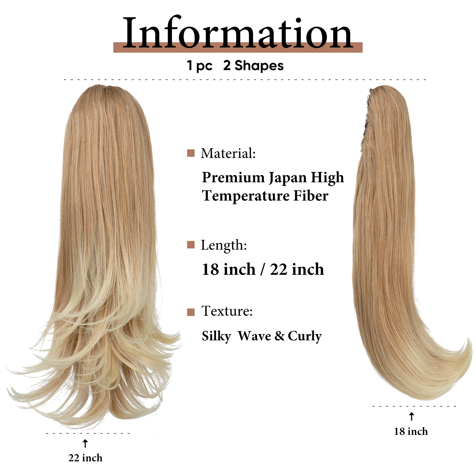 Wholesale 22 Synthetic Natural Long Silky Straight Wave Claw in
