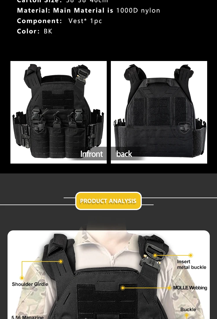 Wholesale 1000d Plate Carrier Protective Molle Combat Tactical Vest ...