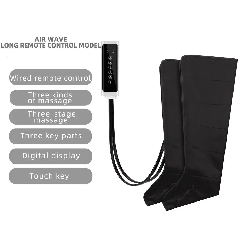 Air Leg Compression Boots Nylon Material Three Gear 15min Timing Athlete Muscle Soreness Pain Relief Compression Massager Black