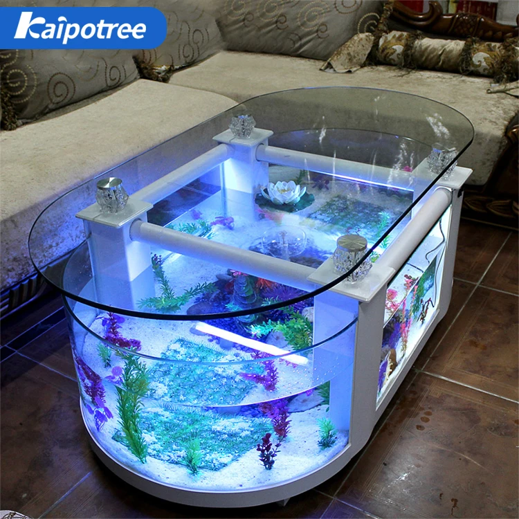 Aquarium Ecological Ultra White Glass Fish Tank Aquaphonics Fish Tank Cylinder Glass Coffee