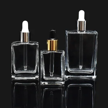 100ml Rectangular Essential Oil Glass Serum Bottle Flat Square Design Removable Glass Dropper Skincare Hair Cream Perfume Box