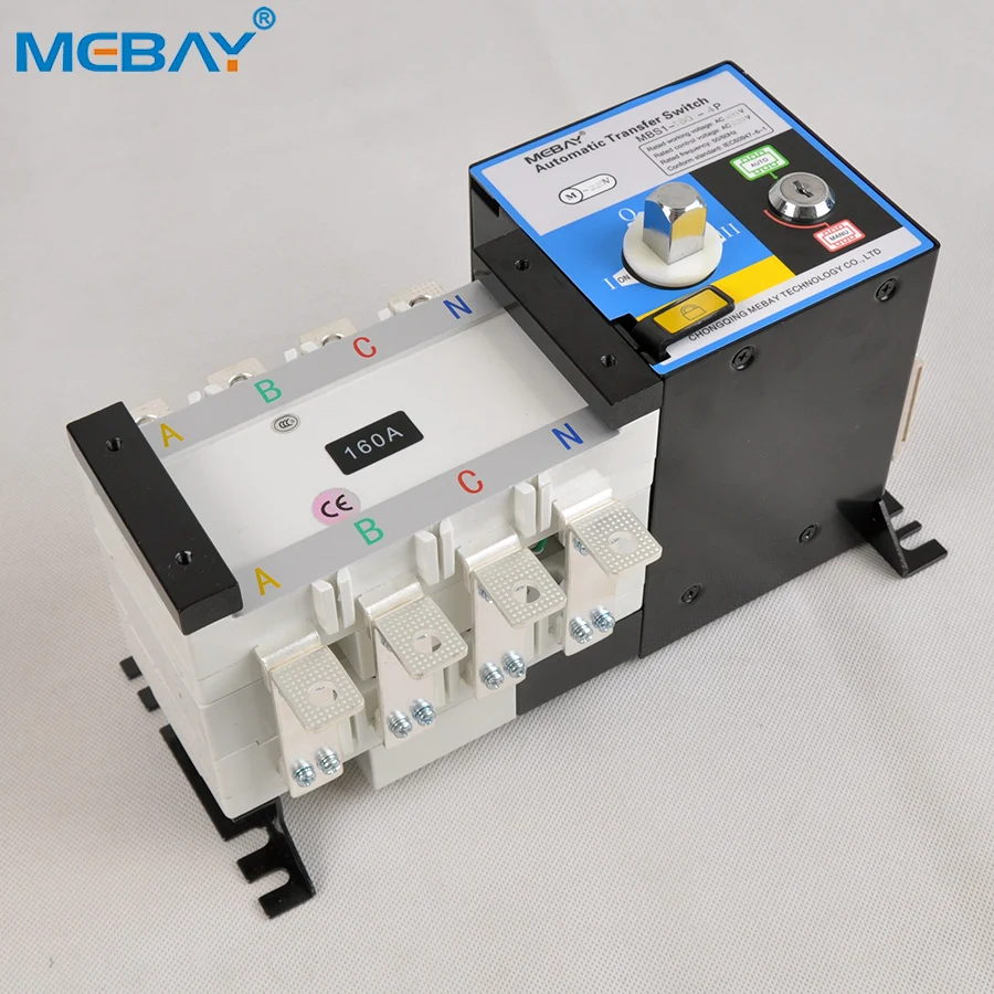 MEBAY ATS Automatic Changeover Switch Intelligent Generator Ats Switch 4P 100A 160A 300A 400A 630A
