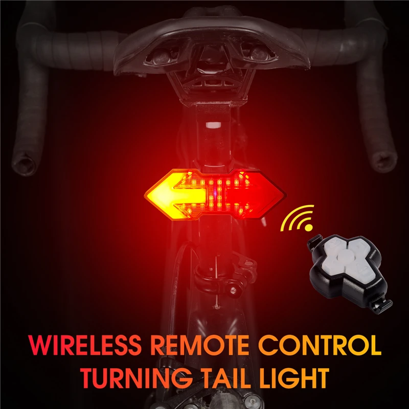 Cycling Remote Control Turn Signal Front and Rear LED Lights Direction Indicator 