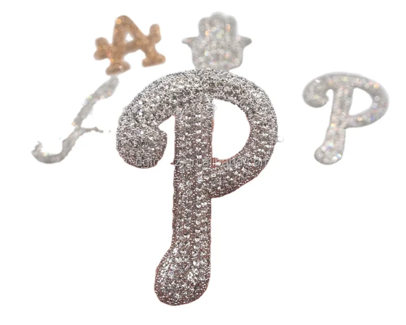 Free sample Custom  logo design heat transfer 3D beaded rhinestone applique Patch for clothing