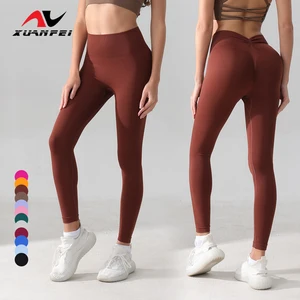 Sexy Yoga Clothes Peach Hips High Waist Tummy Pleated Yoga Leggings Sports Trousers Quick-drying Tight Cycling Fitness Pants