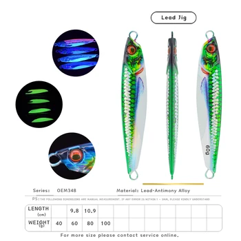 40g 60g 80g 3D Printed with Scale Slow Saltwater Fishing Jig Lure Metal Bait Major Craft-jigpara Slim – Metal Jig – view 4