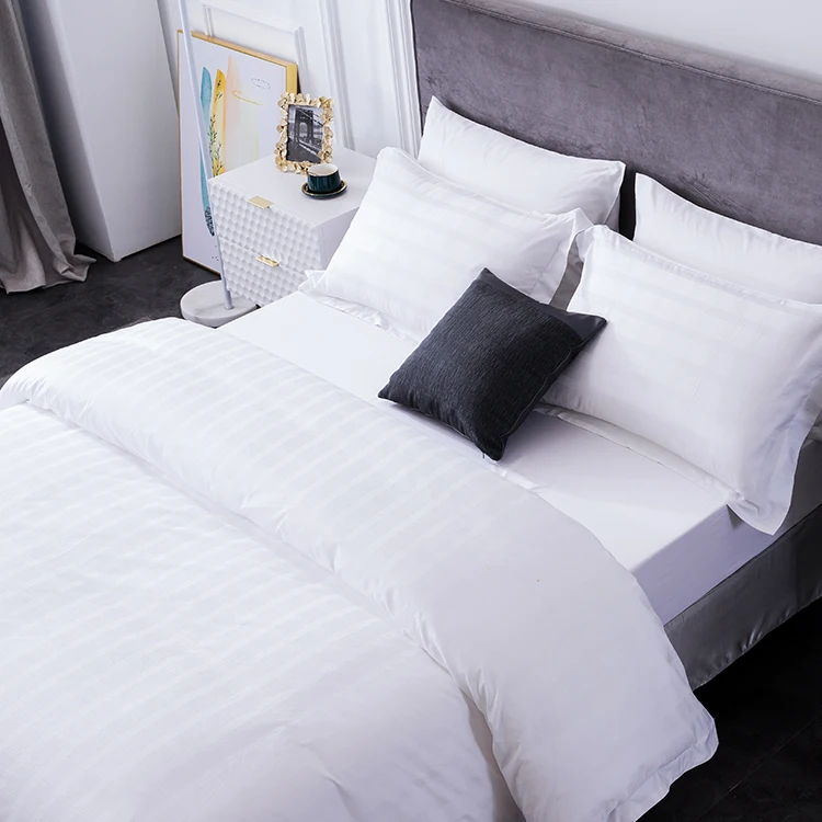 Hotel New Project Opening Demand White Duvet Cover 100 % Cotton Material Bed Sheet Pillow Case Linen Products