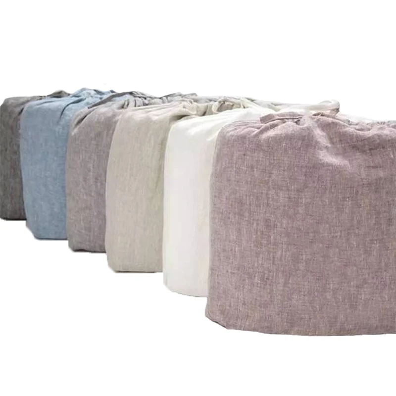 Linen bedding  sheets set stone wash style set of 4 deep pockets to fit linen bedding details