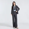 Gray suit wide-leg pants