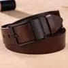 Black buckle leather-coffee belt-110cm