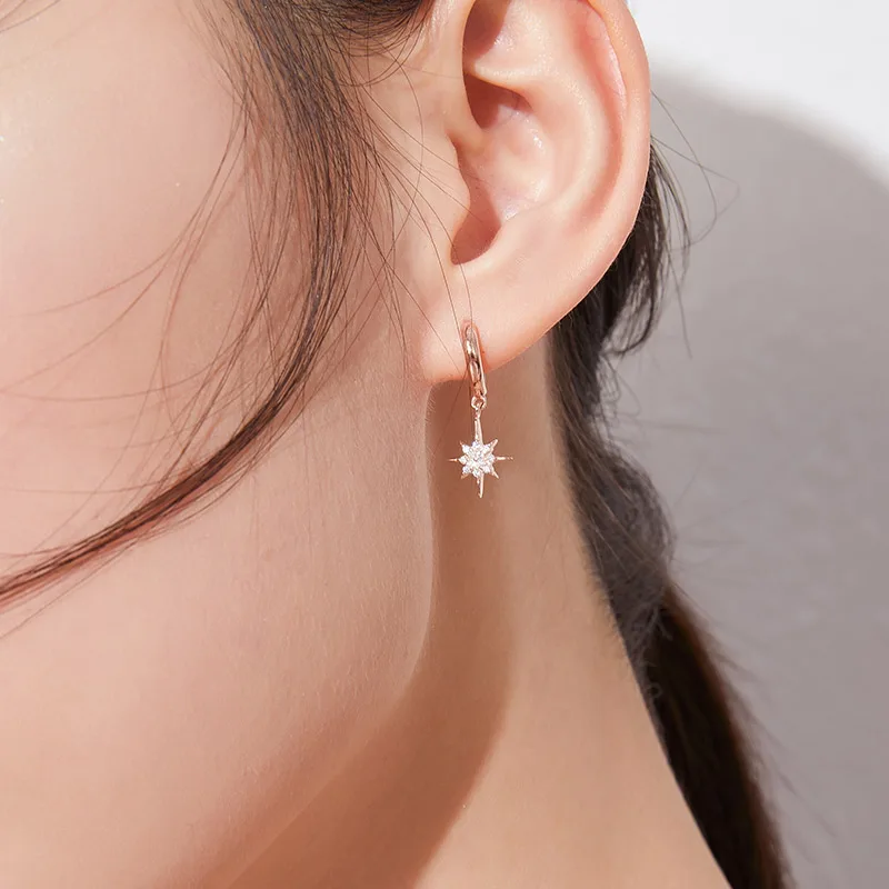 Factory Direct Sales 925 CZ Sterling Silver Jewelry Star Earring Women Fashion Earring Stud(图7)