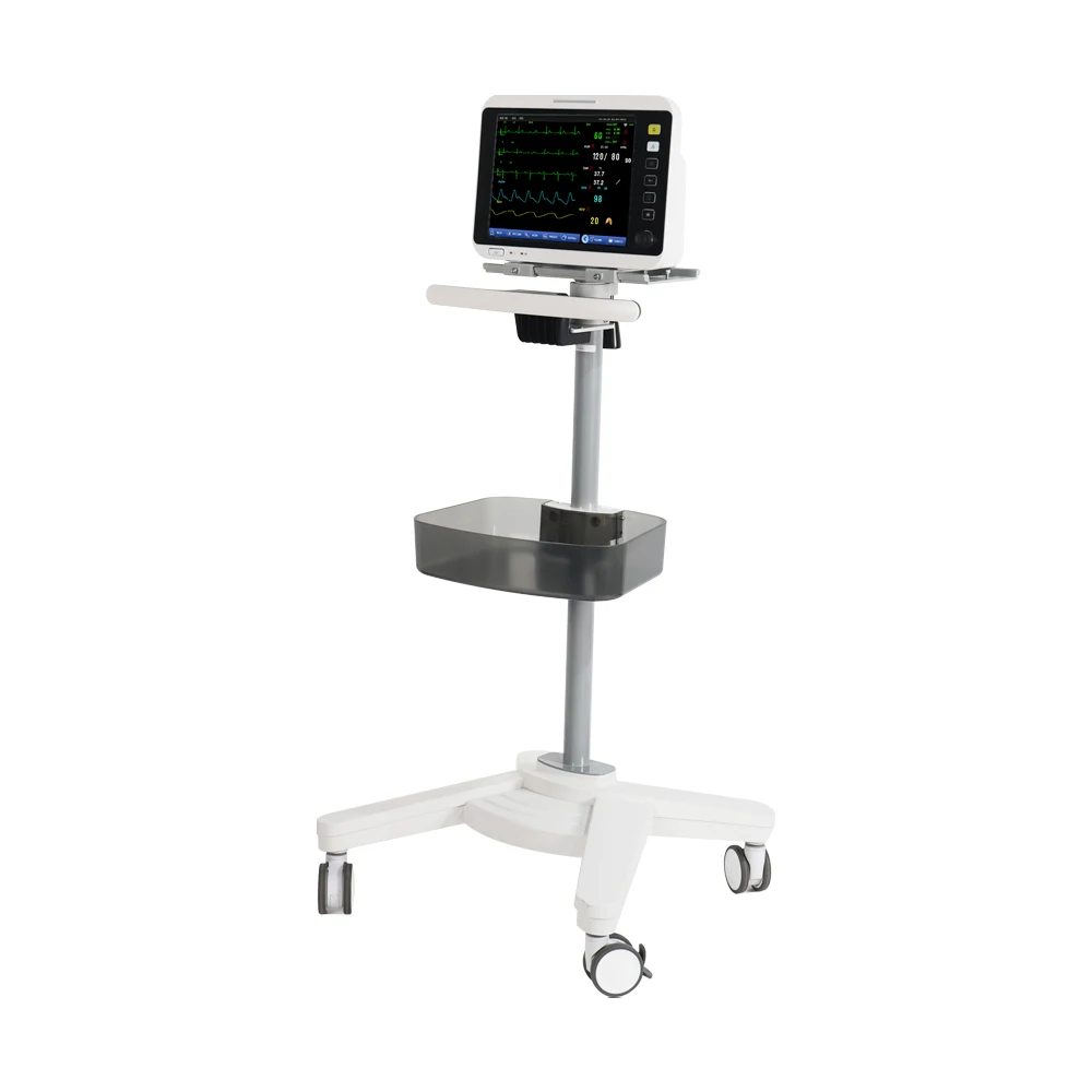 Modern Hospital Utility Cart Aluminum Alloy Hotel Medical Trolley Compact Design Storage Basket Brake Wheels 6