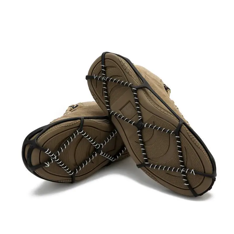 Оптовая продажа резиновые + стальные противоскользящие Пружинные альпинистские скобы снежные уличные шипы захват с ремешками и нейлоновой