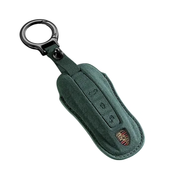 High Quality High-End Suede Car Key Cover in Black Green Oran for Porsche Vehicles Key Accessories