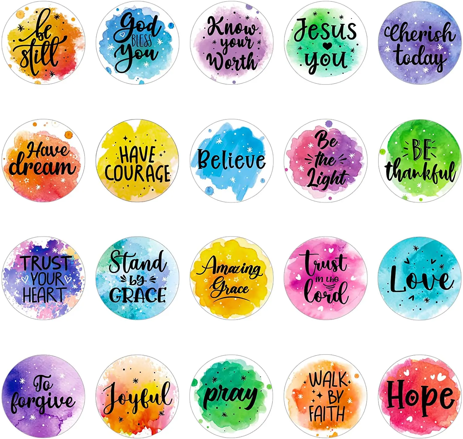 Inspirational Bible Verse Stickers Motivational Scripture Round Bible ...