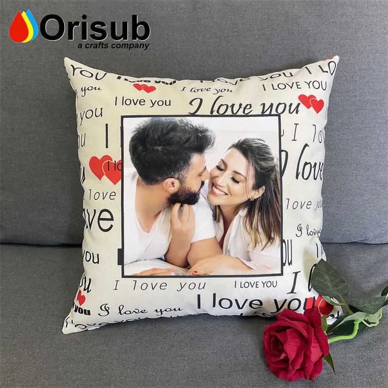 Custom I Love You Print Linen Sublimation Pillow Cases With Single