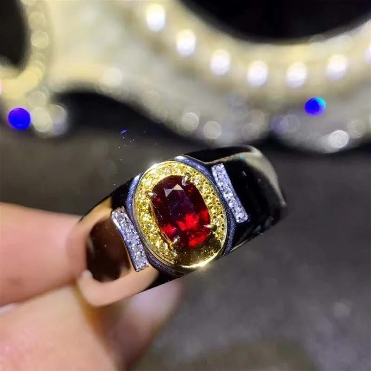 SGARIT Gemstone Jewelry Factory Wholesale Luxury 18k Gold South Africa Real Diamond 0.5ct Natural Pigeon Blood Red Ruby Ring