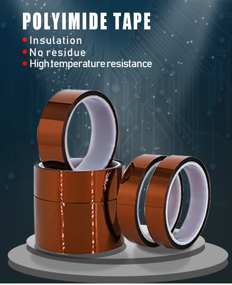 Double Sided Cellophane Esd Amber Film Polyimide Pi Adhesive Heat