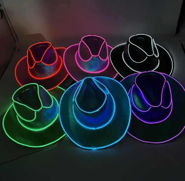 Colorful Holographic LED Cowboy Hat for Cosplay & Parties  display picture 1