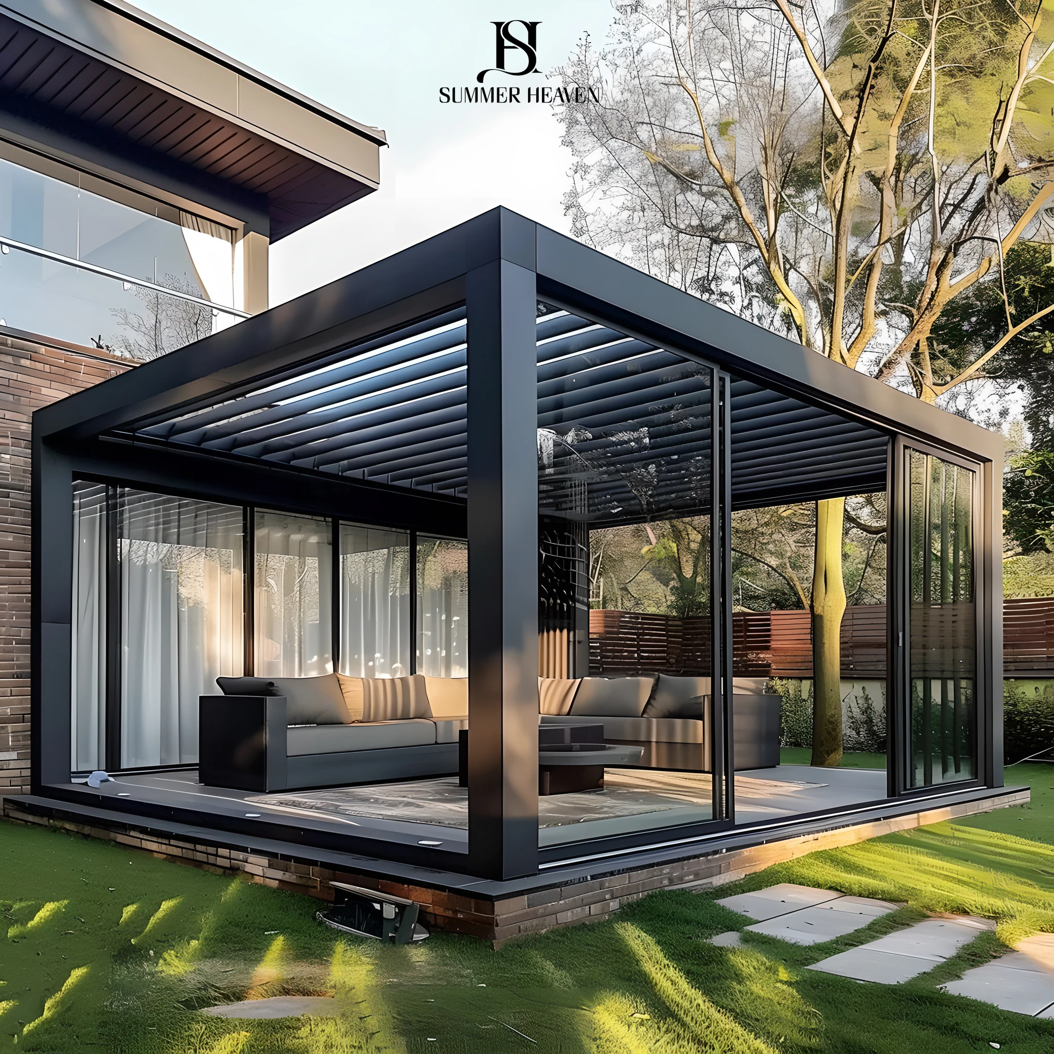 High Quality Patio 3m X 3m Small Size Hardtop Shutter Prefab Opening Roof Aluminum Gazebo with Screens