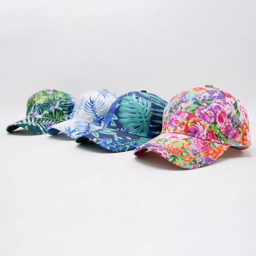 Florida Beach Summer Sun Hats Custom Polyester All Over Flower Floral Print  Hat Baseball Cap - Buy Floral Cap,Floral Baseball Hat,Floral Print Hat
