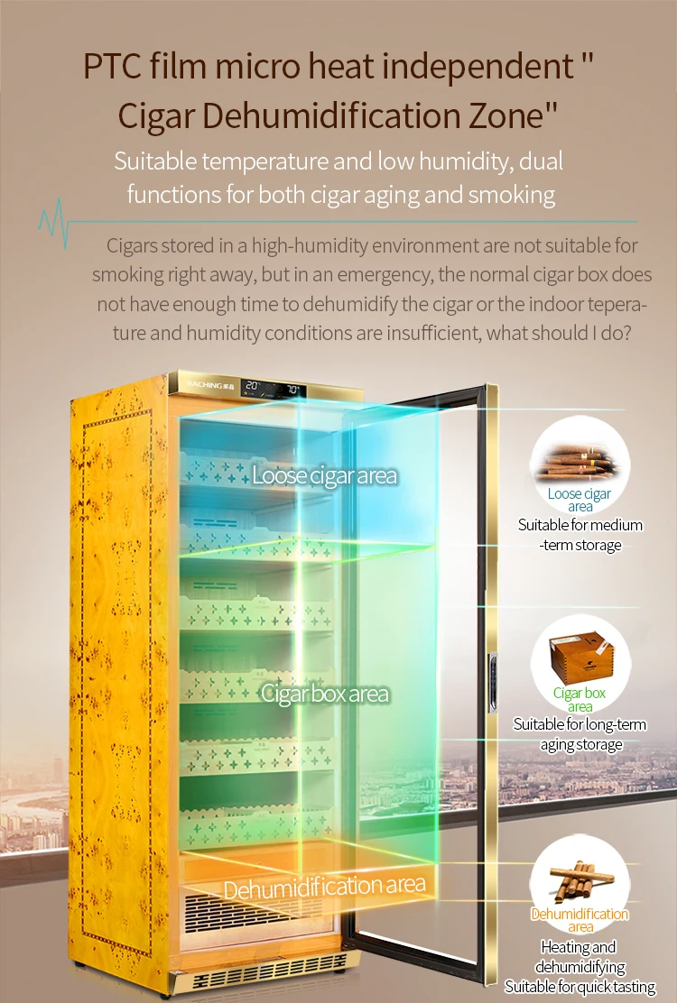 Accurate Humidity and Temperature Cigar Showcase MON2800A Raching Cigar Humidor