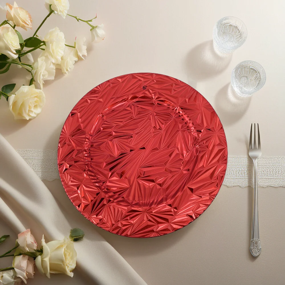 13 Inch Antique Charger Plates Round Floral Embossed Dinner Plates For