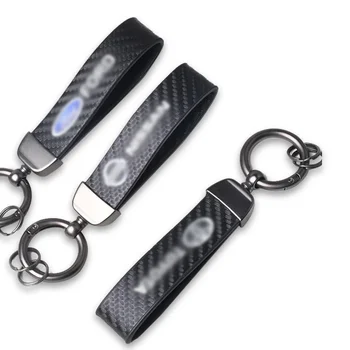 Carbon Fiber Leather Key chain LOGO Advertising key ring Business Car Key Chain Pendant Wholesale