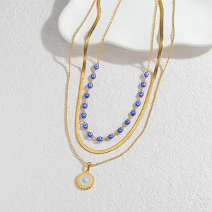 Pendant Necklace Nazar Jewelry 18K Gold Plated Stainless Steel Tarnish Proof Light Luxury Unique Design for Women