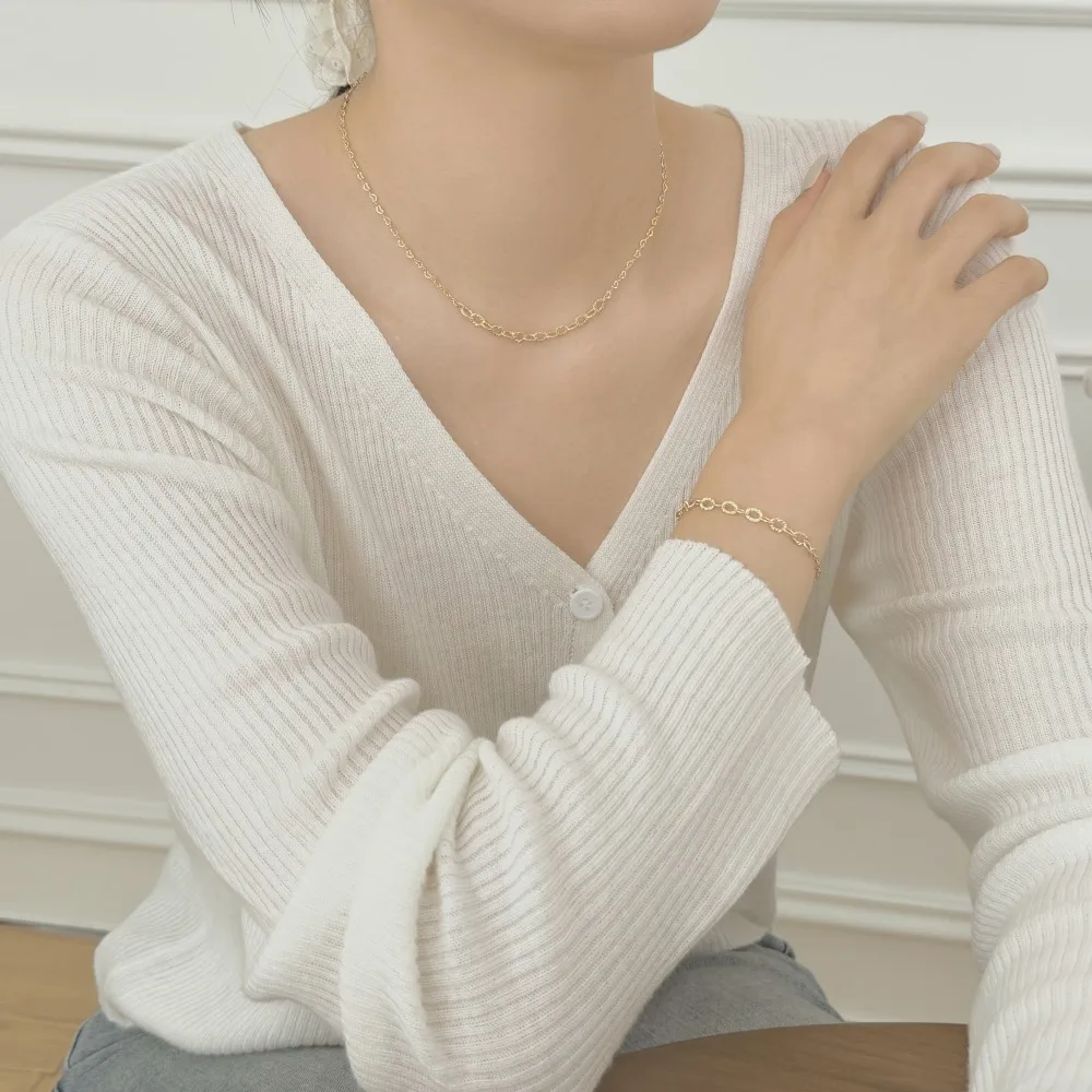KAKODIY simple design 925 sterling silver rhodium 14K gold plated chain necklace for everyday wear detail 8
