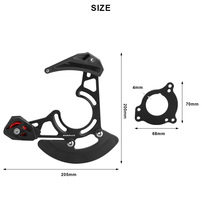 Guide-Chaîne Vélo Aluminium Léger - Stabilisateur Monodisque BB Mid-Lock, Protège-Chaîne VTT Et Route, Noir