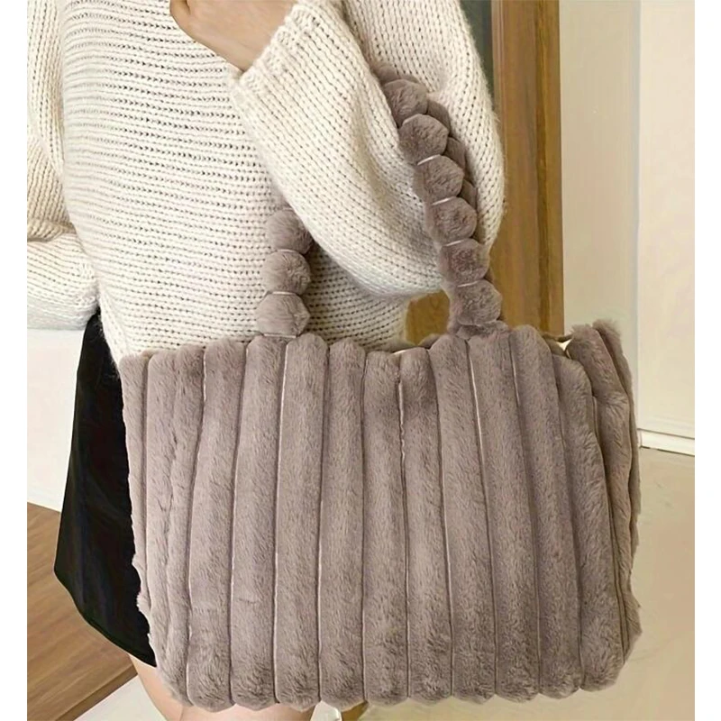 حقيبة تسوق فاخرة مبطنة بلون واحد، كبيرة السعة، قابلة للتخصيص للسفر