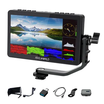 FEELWORLD F5 Pro V4 On-Camera Monitor with Sunshade, Anti-Glare for Outdoor Shooting, Easy Install, Factory Direct Supply product image