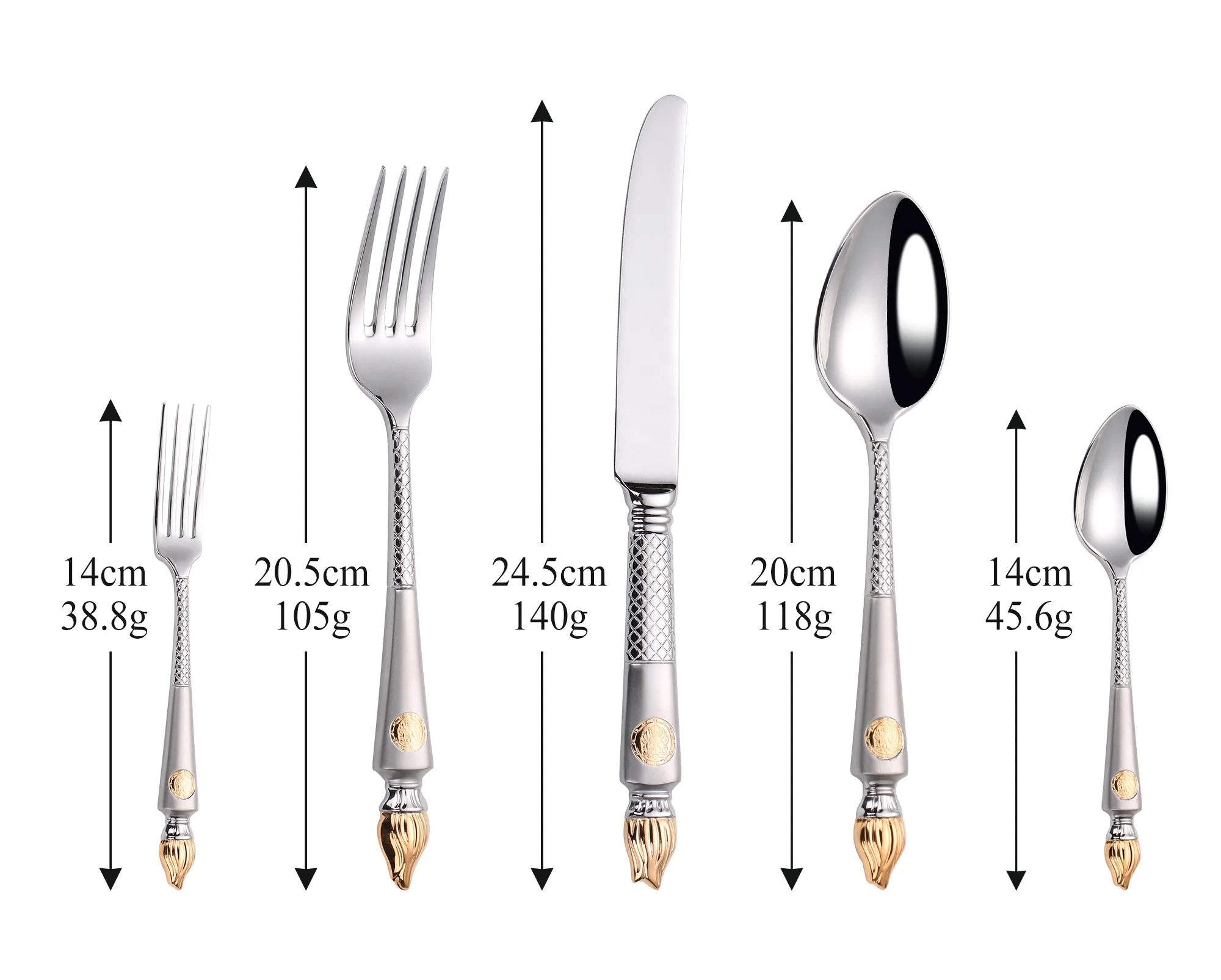 
 Роскошный набор столовых приборов Santin из нержавеющей стали с серебряным и золотым покрытием, свадебный набор столовых приборов в Королевском Стиле  