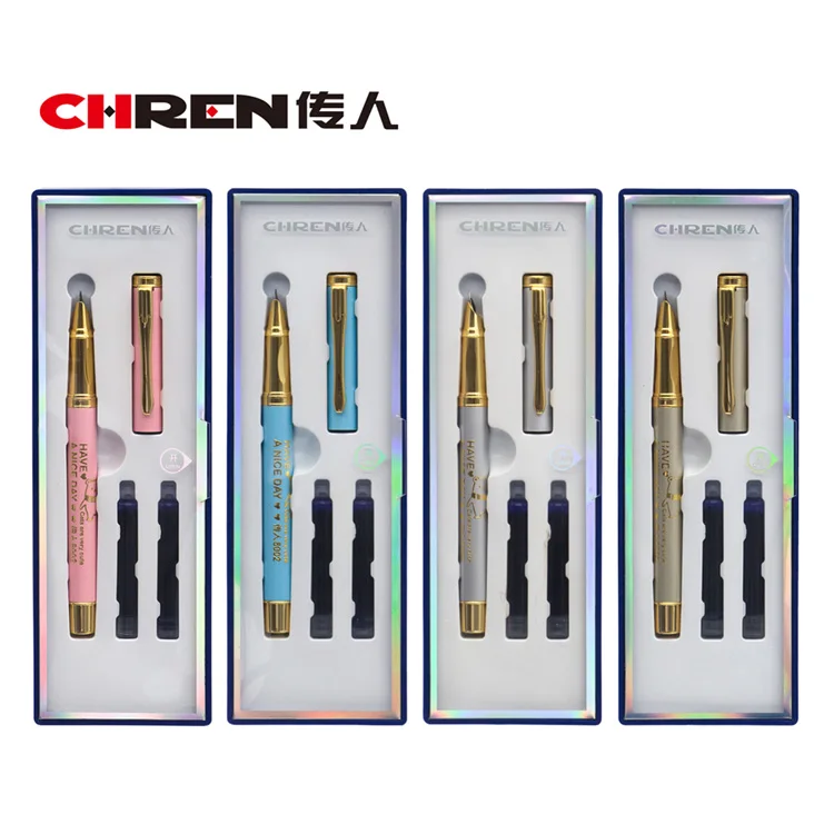 Elegant Silk Printing Carving Design Multi Colors Custom Logo CHREN Metal Fountain Pen