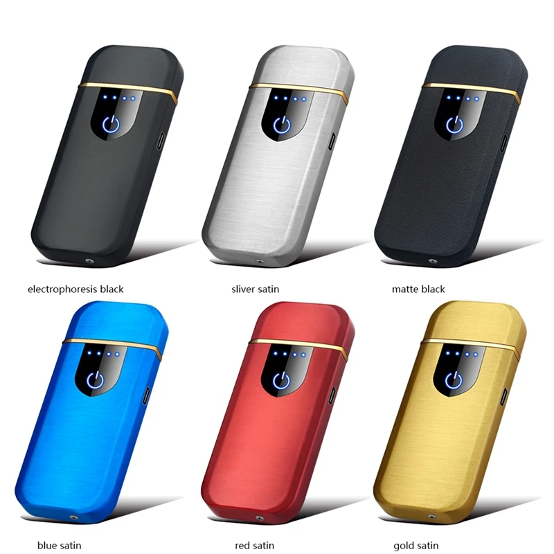 Ultra-Thin USB Rechargeable Fingerprint Display Lighter Stylish Electric Heating Coil Gift Lighter