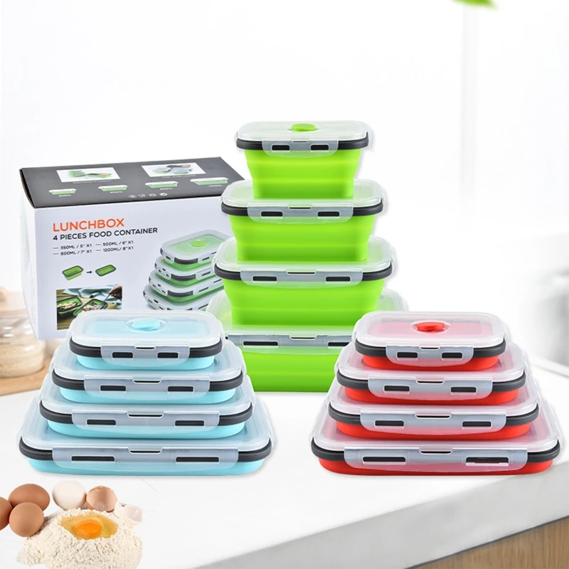 Silicone Folding Tableware Collapsible Portable Lunch Box